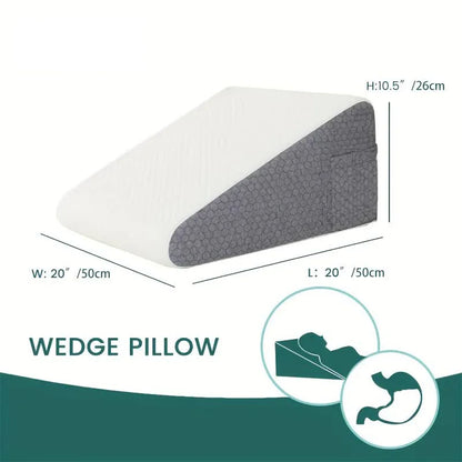 Bed Wedge Pillow for Sleeping – Triangle Memory Foam Support Cushion – Leg Elevation & Snoring Relief – Anti-Static