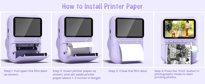 DIAMOOKY Kids Digital Camera - 32MP Instant Print Camera with 3.0 LCD Screen & Creative Kit - Perfect Gift for Ages 6-12