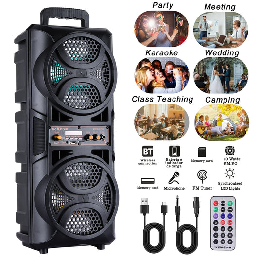 ZYMY 3000W Portable Bluetooth Speaker Subwoofer – Heavy Bass Sound System with Microphone Remote Control and LED Light