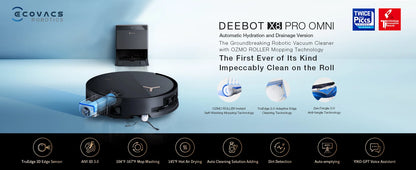 ECOVACS DEEBOT X8 PRO OMNI Robot Vacuum & Mop | 18,000Pa Suction, Self-Washing Mop, AI Navigation, 12-in-1 OMNI Station — Black