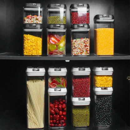 【Lifeideas】7Pcs Airtight Food Storage Containers with Clasp Lids Plastic Clear Jars with Easy Lock Lid Kitchen Pantry Organize