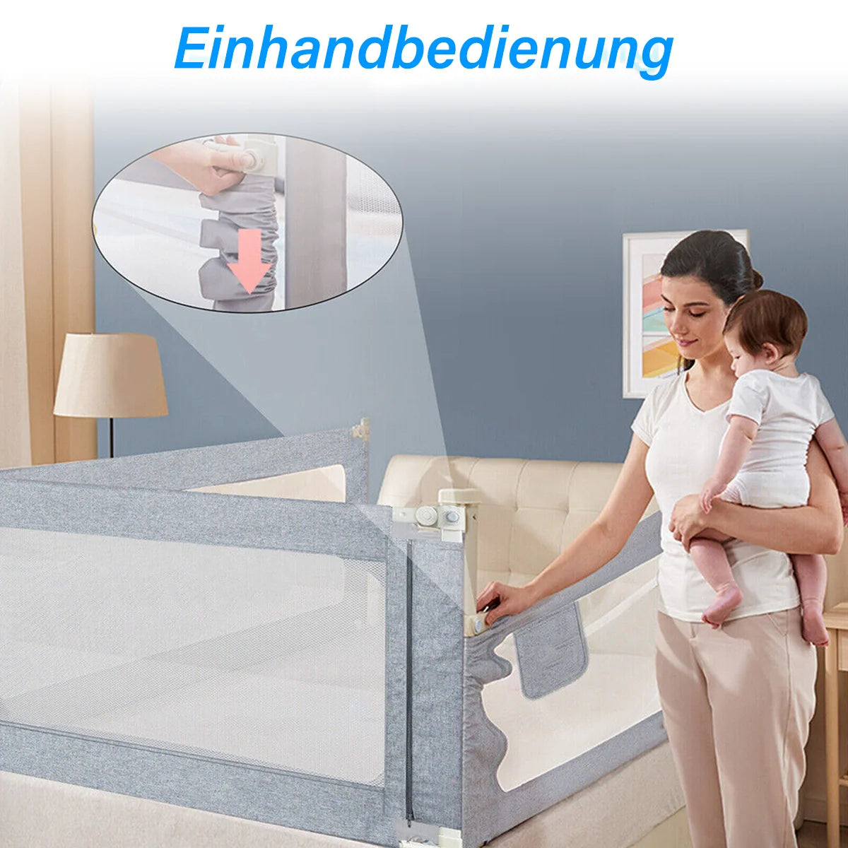190cm Bed Safety Guard – Toddler Bed Rail – Safety Protection Barrier for Single Bed - 190x70cm / UNITED KINGDOM