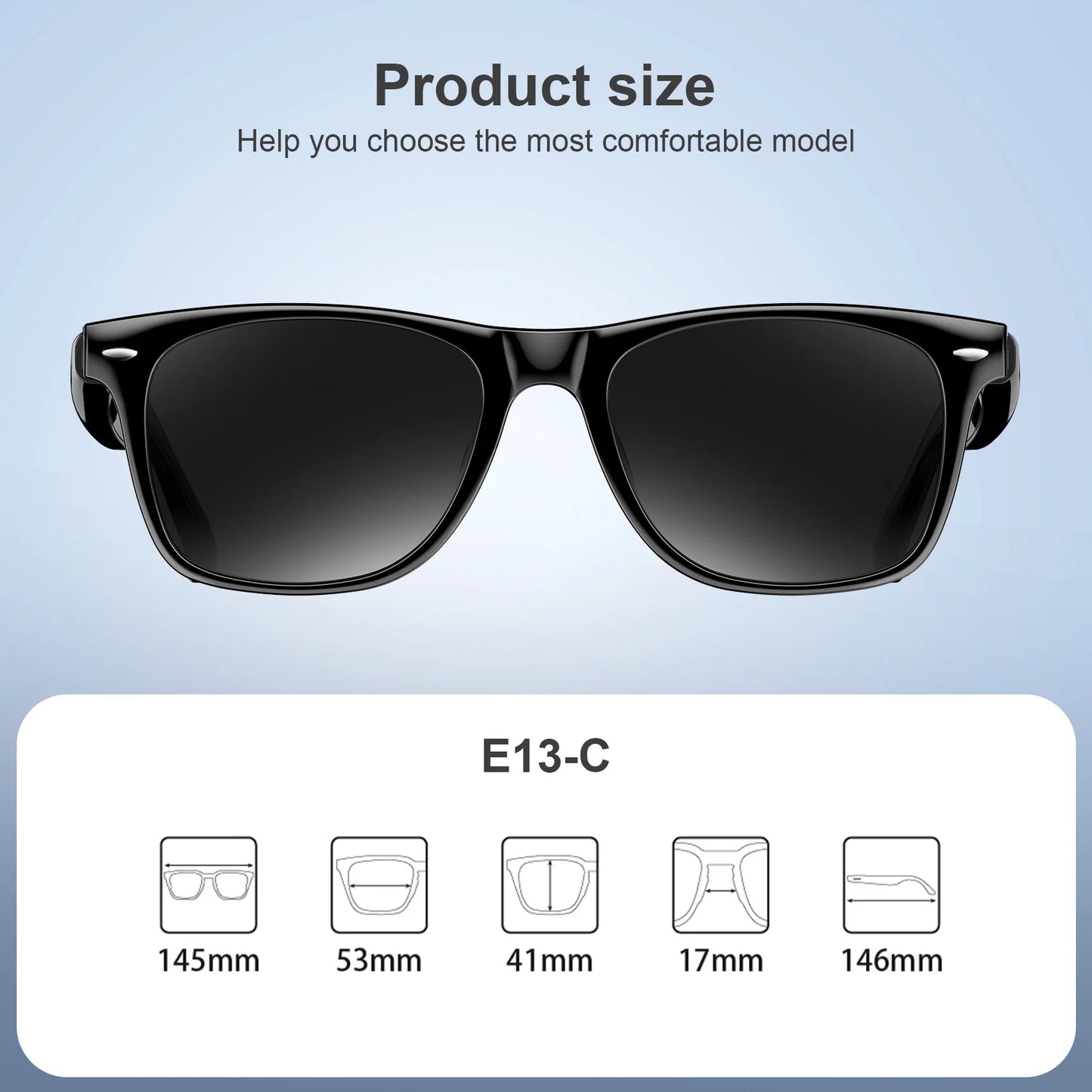 Blackview Bluetooth Smart Glasses - IPX4 Waterproof Audio Sunglasses with Built-in Speakers & Mic for UK Tech Enthusiasts