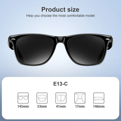 Blackview Bluetooth Smart Glasses - IPX4 Waterproof Audio Sunglasses with Built-in Speakers & Mic for UK Tech Enthusiasts