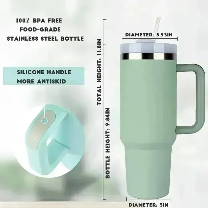 40oz Insulated Tumbler Vacuum Cup 2.0 – Stainless Steel Thermal Mug with Handle and Straw for Hot and Cold Drinks – Large Capacity Travel Mug for Coffee, Tea, Water (Uber Mug Cup)