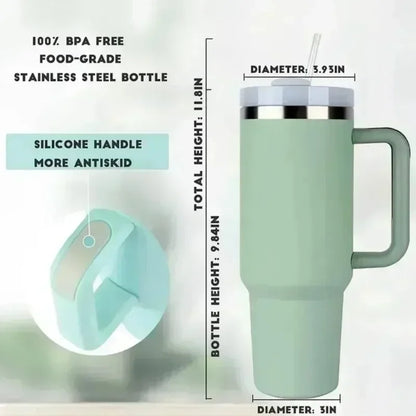 40oz Insulated Tumbler Vacuum Cup 2.0 – Stainless Steel Thermal Mug with Handle and Straw for Hot and Cold Drinks – Large Capacity Travel Mug for Coffee, Tea, Water (Uber Mug Cup)