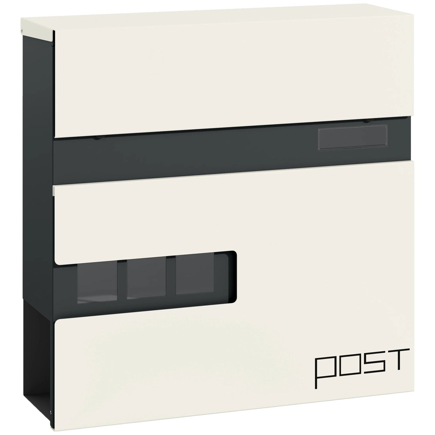 HOMCOM Wall Mounted Post Box - Modern Weatherproof Letterbox with Lock & Keys - Stainless Steel Design for UK Homes