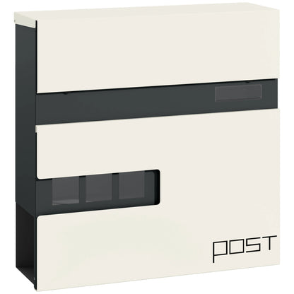 HOMCOM Wall Mounted Post Box - Modern Weatherproof Letterbox with Lock & Keys - Stainless Steel Design for UK Homes