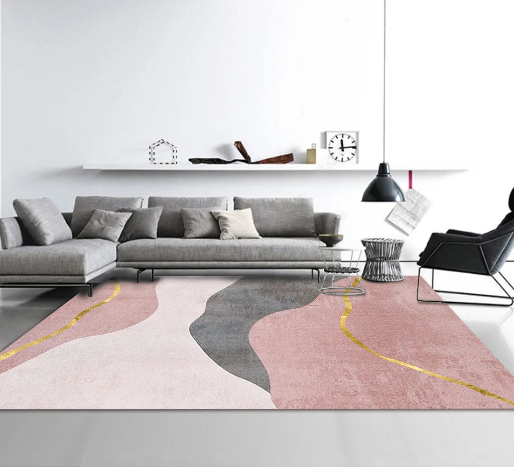 Nordic Geometric Abstract Area Rug – Modern Washable Living Room & Bedroom Carpet / Entrance Mat