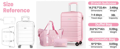 20" Hardshell Carry-On Suitcase | ABS Lightweight, TSA Lock, 4 Spinner Wheels, Cabin-Approved — Pink or Beige