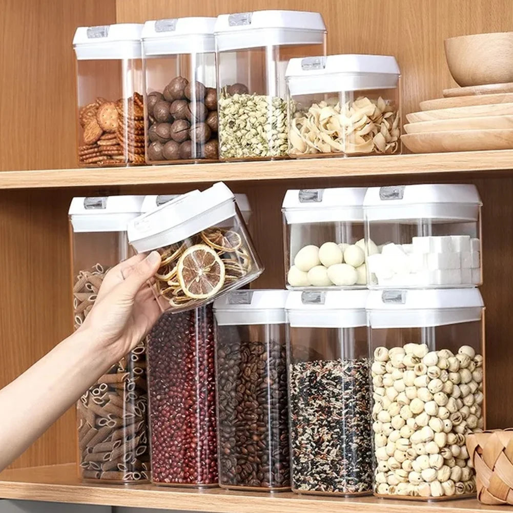 【Lifeideas】7Pcs Airtight Food Storage Containers with Clasp Lids Plastic Clear Jars with Easy Lock Lid Kitchen Pantry Organize