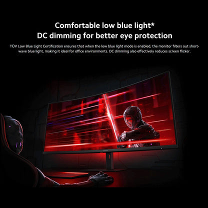 Xiaomi G34WQi 34" Ultrawide Curved Gaming Monitor | 180Hz, 1ms, 3440×1440 WQHD, 1500R, AMD FreeSync Premium — Black, UK Plug