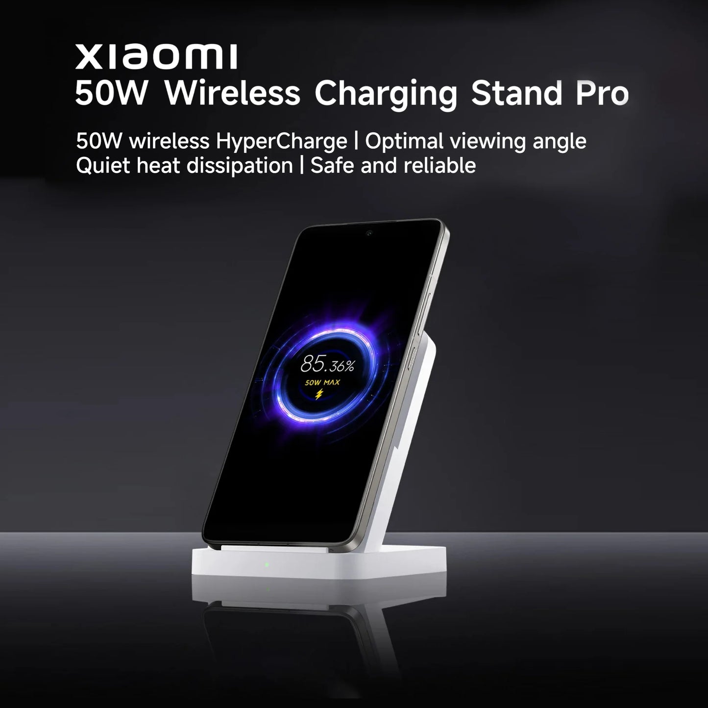 Xiaomi 50W Wireless Charging Stand Pro | Fast Wireless Charge, USB-C Input, Charging Indicator — White