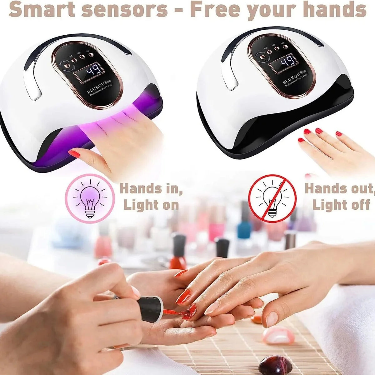 450W Professional LED UV Nail Lamp - Motion Sensor Fast Gel Polish Dryer for UK Salons & Home Use