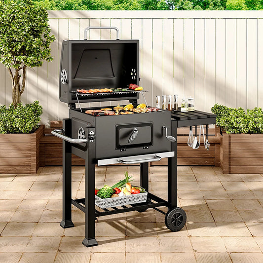 Breeins Charcoal BBQ Grill | 391 sq.in. Cooking Area, Warming Rack, Adjustable Tray, Temperature Gauge, 2 Wheels