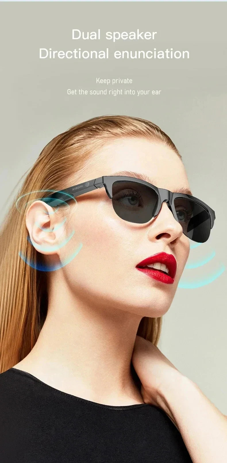 Original mijia Xiaomi Smart Sunglasses Glasses Bluetooth Call Outdoor Sports headset HIFI Blue Light Waterproof Anti-UV with mic