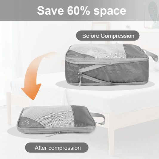10pcs Compression Packing Cubes with Shoe Bags – Suitcase Storage Set & Carry‑On Luggage Organisers for Travel | UK