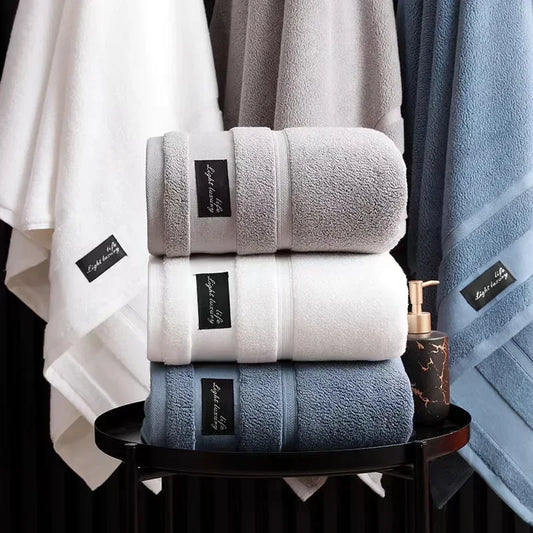 Inyahome 100% Cotton Shower Towels – Highly Absorbent White Bath Towel for Adults – Thick Pure Cotton Bathroom Towels for Home & Hotel Use