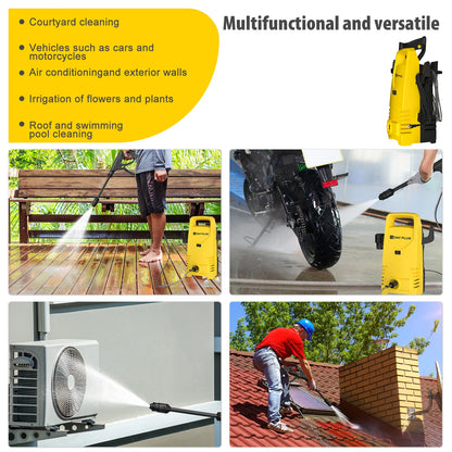 1800W Portable Electric Pressure Washer – 5000PSI Jet Cleaner with Adjustable 3-in-1 Nozzle for Car Patio Driveway