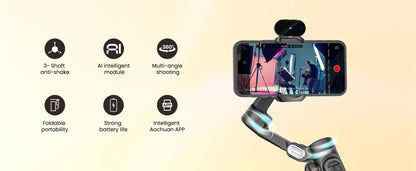 AOCHUAN Smart XE AI Gimbal - Professional Smartphone Stabilizer with No-App AI Tracking & Gesture Control - Perfect for TikTok & YouTube