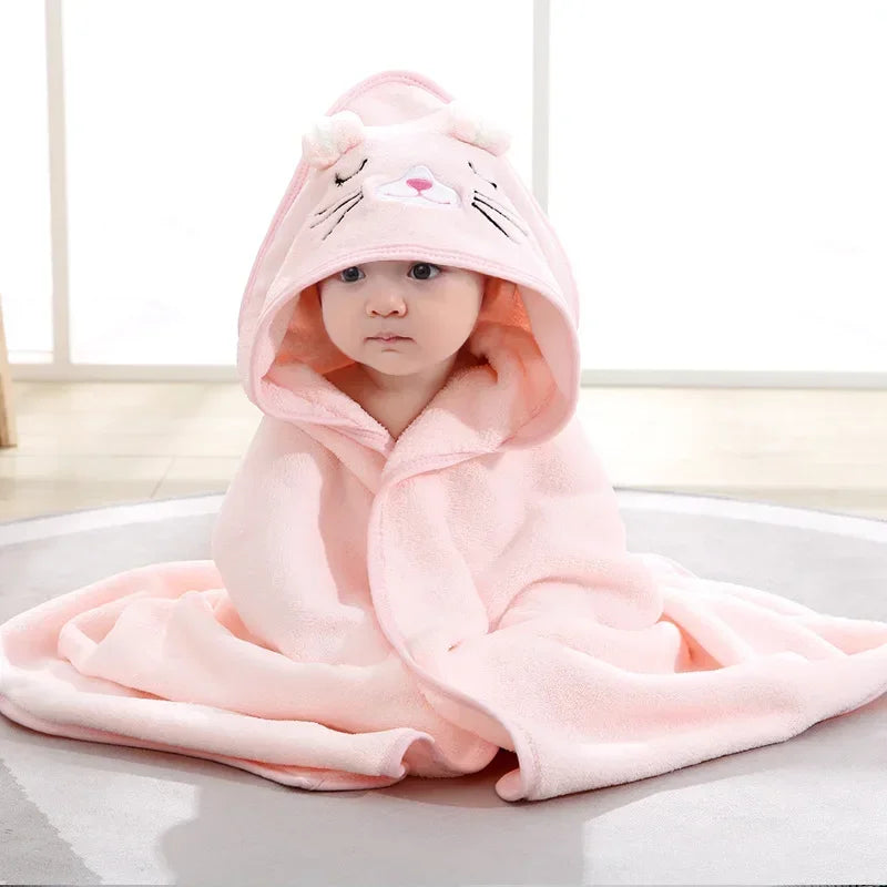 Baby Hooded Bath Towels – Soft Cartoon Animal Newborn Towel Blanket & Toddler Bathrobe – Warm Sleeping Swaddle Wrap