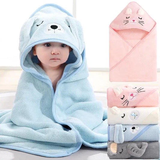 Baby Hooded Bath Towels – Soft Cartoon Animal Newborn Towel Blanket & Toddler Bathrobe – Warm Sleeping Swaddle Wrap