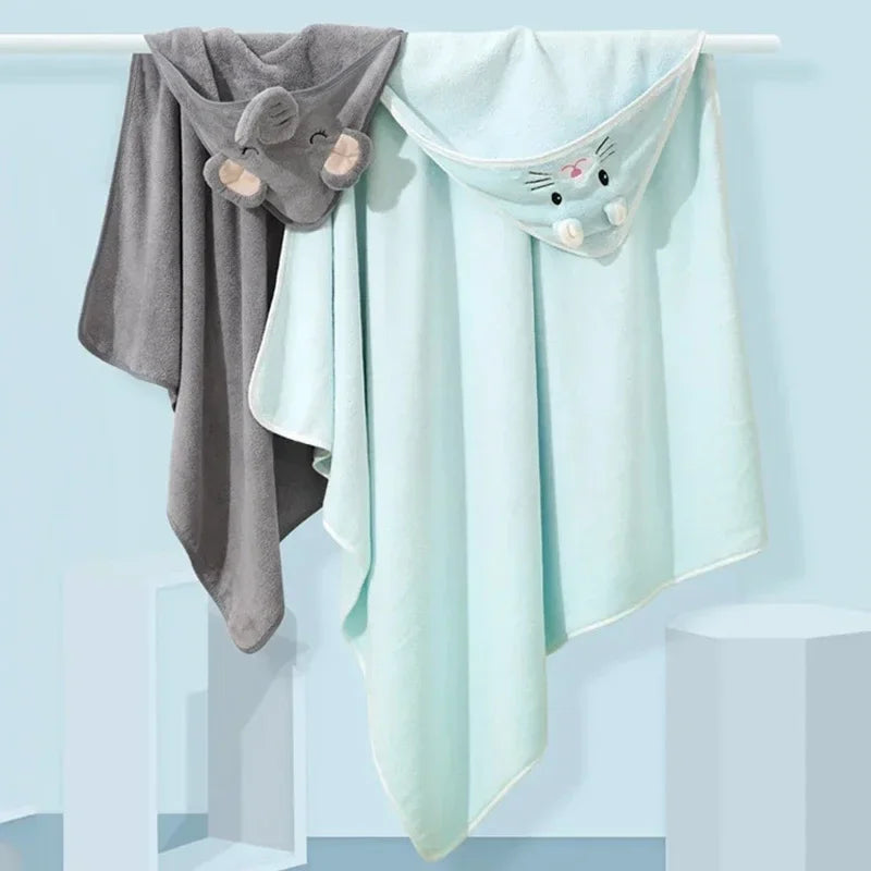 Baby Hooded Bath Towels – Soft Cartoon Animal Newborn Towel Blanket & Toddler Bathrobe – Warm Sleeping Swaddle Wrap