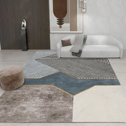Nordic Geometric Abstract Area Rug – Modern Washable Living Room & Bedroom Carpet / Entrance Mat