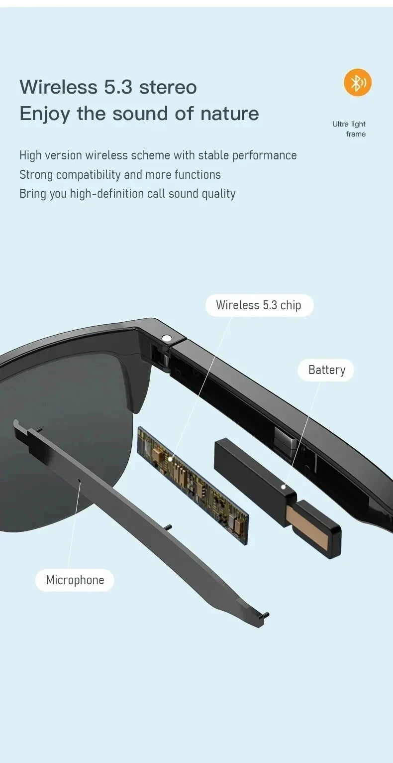 Original mijia Xiaomi Smart Sunglasses Glasses Bluetooth Call Outdoor Sports headset HIFI Blue Light Waterproof Anti-UV with mic
