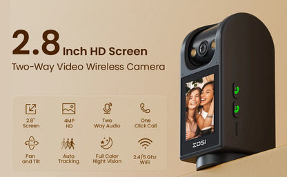 ZOSI C520M 4MP Indoor Smart Security Camera with 2.8’’ HD Screen Two-Way Video Calling 360° Pan Tilt AI Motion