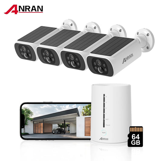 ANRAN 2K 4MP Solar Camera System Kit | Outdoor Wireless WiFi Security Camera with 4CH NVR & 4PCS PIR Cameras | Human Detection | ARCCTV App