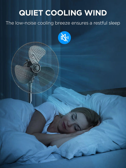 Midea 40W Pedestal Fan by COMFEE – Quiet Oscillating Standing Fan with 3 Speed Settings, Adjustable Height & Powerful Airflow – Home & Office Cooling Solution