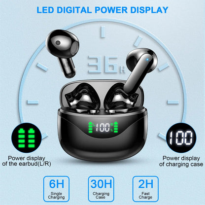 Wireless Earbuds Bluetooth 5.3 Headphones Built in Noise Cancelling Mic 36H Playtime LED Display Wireless Earphones.