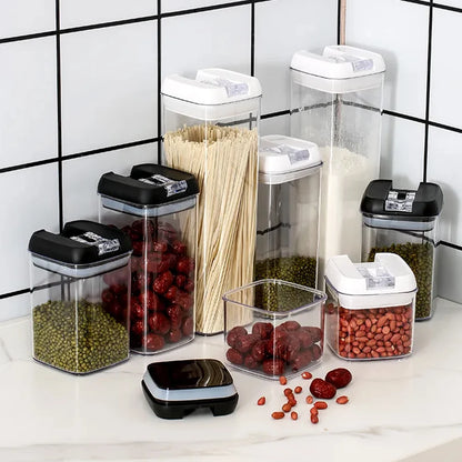 【Lifeideas】7Pcs Airtight Food Storage Containers with Clasp Lids Plastic Clear Jars with Easy Lock Lid Kitchen Pantry Organize