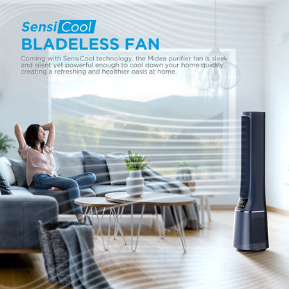 Midea 2-in-1 Bladeless Tower Fan with DC Motor – Ultra Quiet 10 Speeds LED Display App Control & Remote | COMFEE Smart