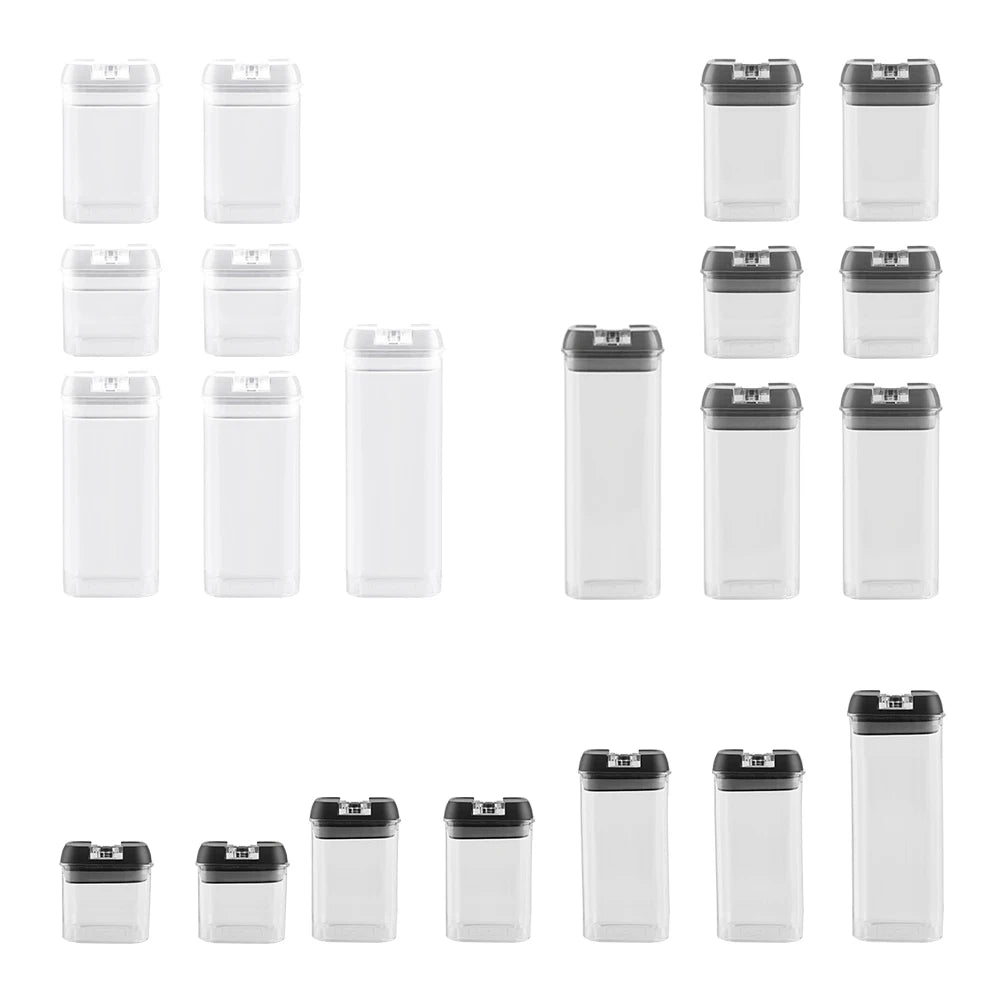 【Lifeideas】7Pcs Airtight Food Storage Containers with Clasp Lids Plastic Clear Jars with Easy Lock Lid Kitchen Pantry Organize