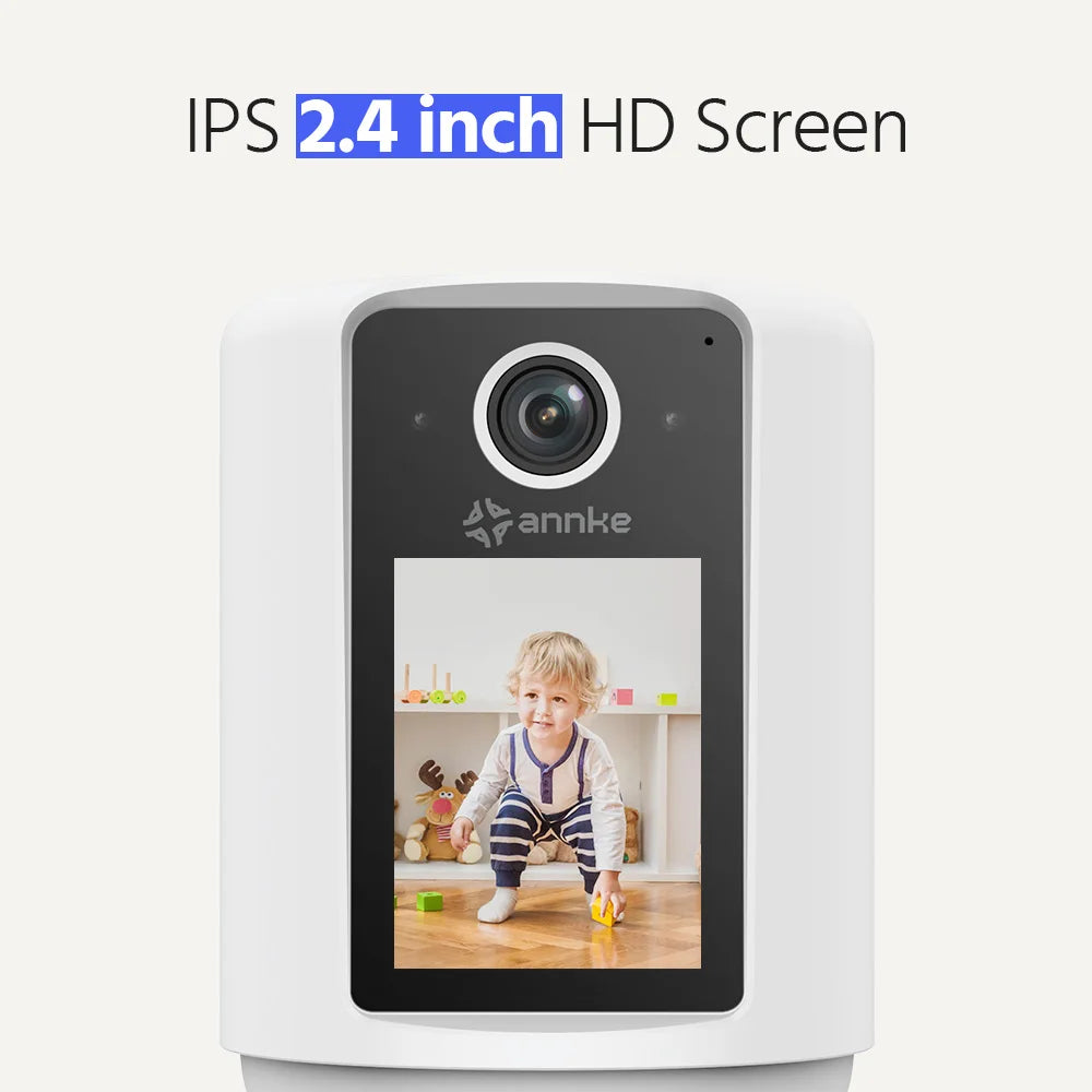 2K WiFi Indoor Security Camera with Screen | Pan & Tilt, Two-Way Video Call, Motion Detection & Night Vision