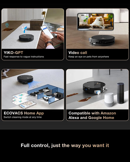 ECOVACS DEEBOT X8 PRO OMNI Robot Vacuum & Mop | 18,000Pa Suction, Self-Washing Mop, AI Navigation, 12-in-1 OMNI Station — Black