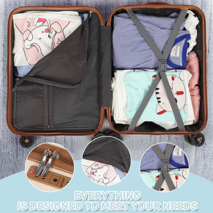 3-Piece ABS Hardshell Luggage Set | 21"+24"+28", TSA Lock, 4 Spinner Wheels, Telescopic Handle — Pink, Grey, Black, Blue or White