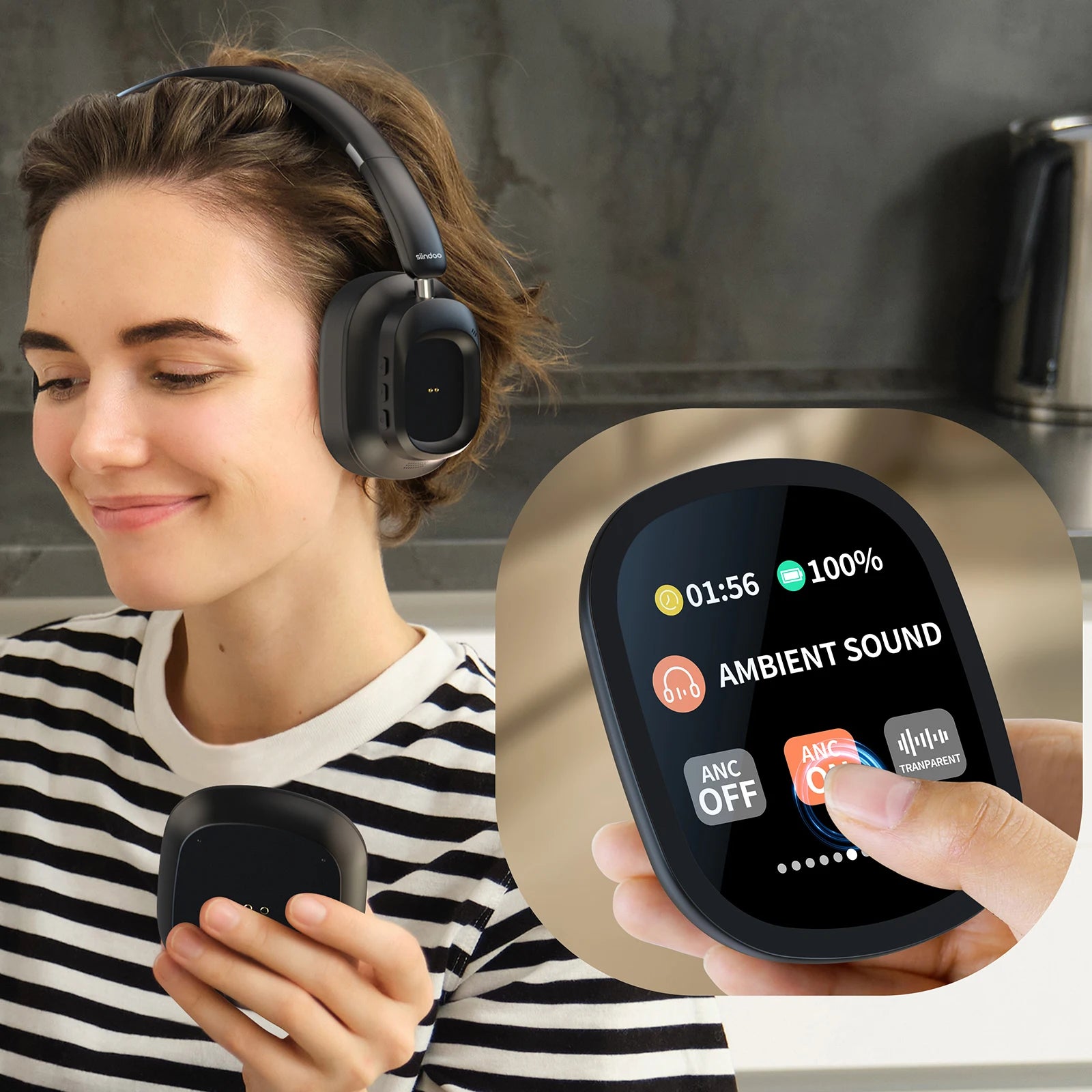 Siindoo JH-ANC930Plus Hybrid Wireless Headphone Active Noise Cancelling Headphones With Multi Magnetic Touch Control