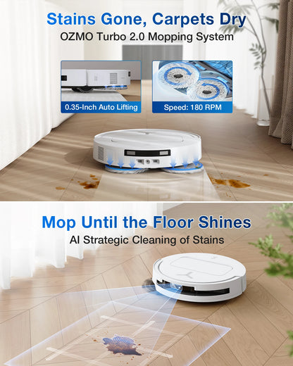 ECOVACS DEEBOT T50 PRO OMNI Robot Vacuum & Mop | 15,000Pa, TruEdge 2.0, ZeroTangle 2.0, OMNI Station — White