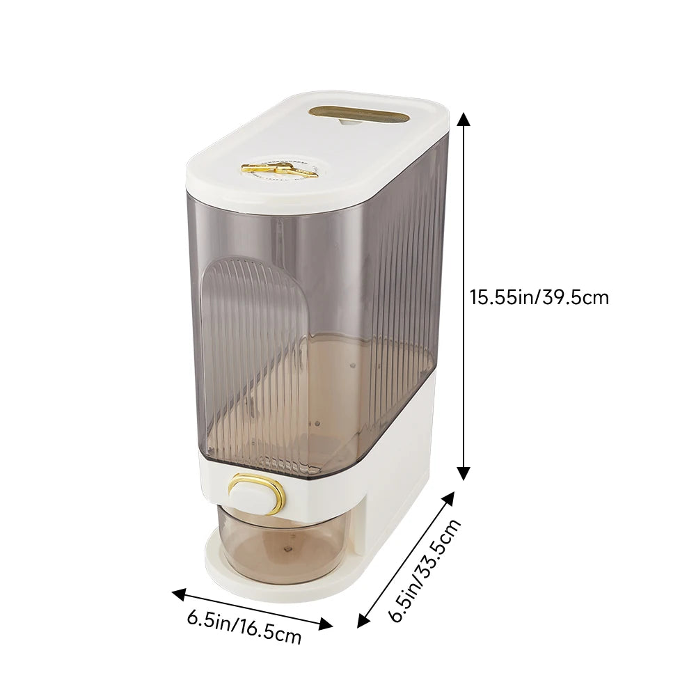 Airtight Rice Dispenser with Press Dispense | Transparent Storage Container, Pest Protection & Date Indicator — 5kg or 10kg