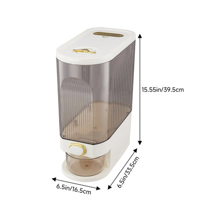 Airtight Rice Dispenser with Press Dispense | Transparent Storage Container, Pest Protection & Date Indicator — 5kg or 10kg