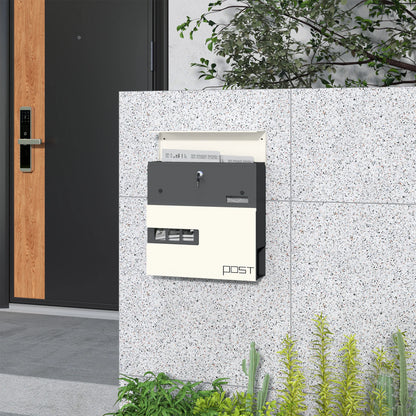 HOMCOM Wall Mounted Post Box - Modern Weatherproof Letterbox with Lock & Keys - Stainless Steel Design for UK Homes