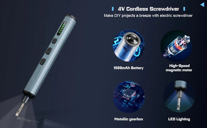 Precision Electric Screwdriver Set 68 in 1 Cordless 64 S2 Precision Drill Bits 5 Torque Settings LED Hand Repair Tool