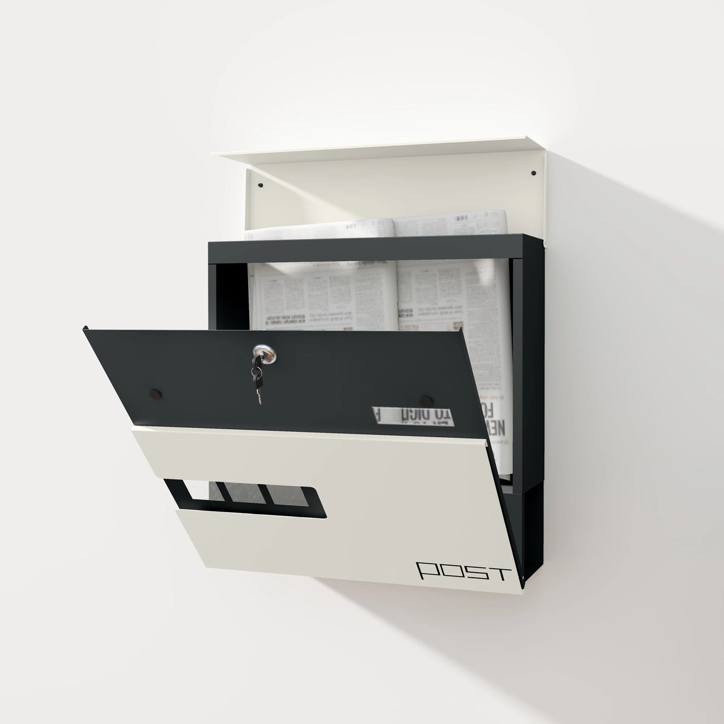 HOMCOM Wall Mounted Post Box - Modern Weatherproof Letterbox with Lock & Keys - Stainless Steel Design for UK Homes