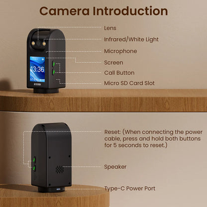 ZOSI C520M 4MP Indoor Smart Security Camera with 2.8’’ HD Screen Two-Way Video Calling 360° Pan Tilt AI Motion