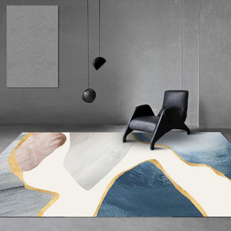 Nordic Geometric Abstract Area Rug – Modern Washable Living Room & Bedroom Carpet / Entrance Mat