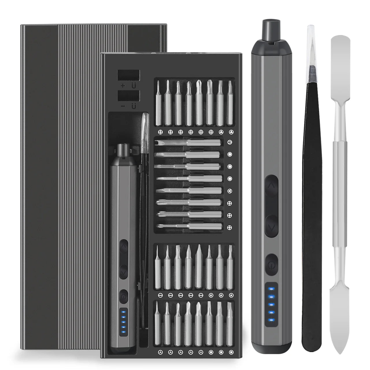 Precision Electric Screwdriver Set 68 in 1 Cordless 64 S2 Precision Drill Bits 5 Torque Settings LED Hand Repair Tool