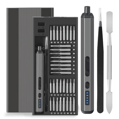 Precision Electric Screwdriver Set 68 in 1 Cordless 64 S2 Precision Drill Bits 5 Torque Settings LED Hand Repair Tool
